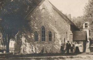 Students in front of the Academy, circa 1910